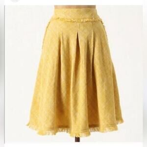 Anthropologie Maeve Mustard Yellow Tweed ALine Midi Skirt Size 6